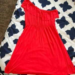 Large Orange One Shoulder Dress